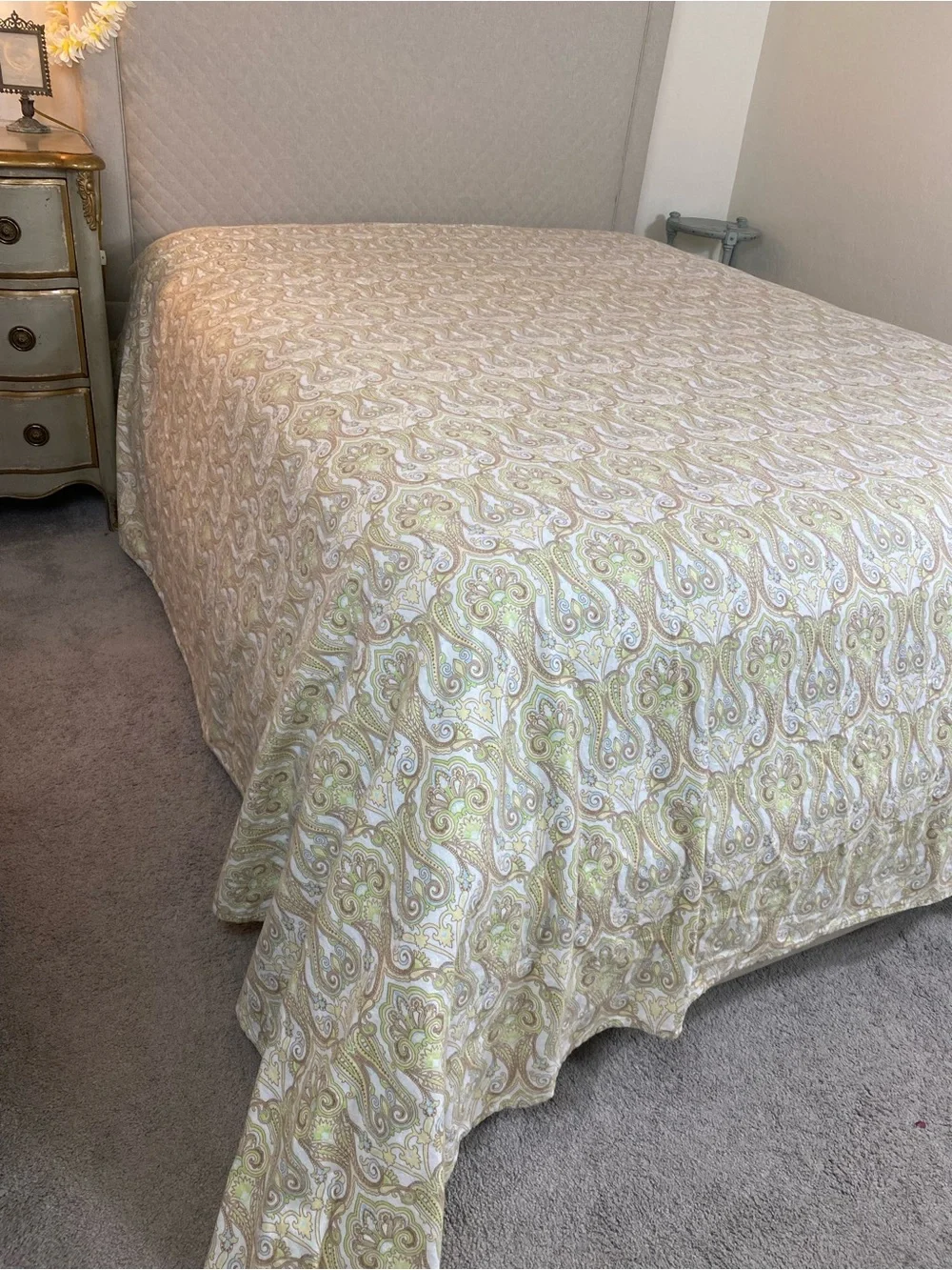 Paisley-Print Home Bedding Sheet Set in Beige, Light Blue & Green